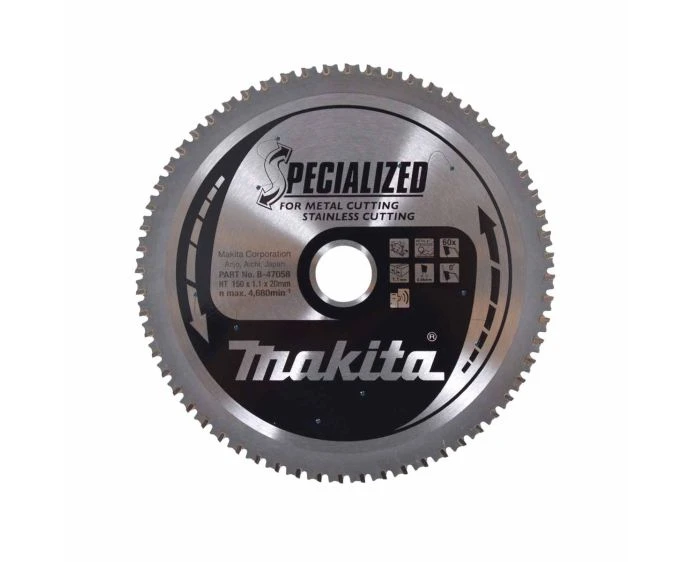 Makita B-47058 TCT Specialised Metal Cutting Circular Saw Blade 150mm x 20mm x 60T