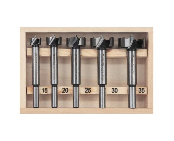 Makita D-47363 5 Piece Forstner Wood Drill Bit Set In Wooden Case