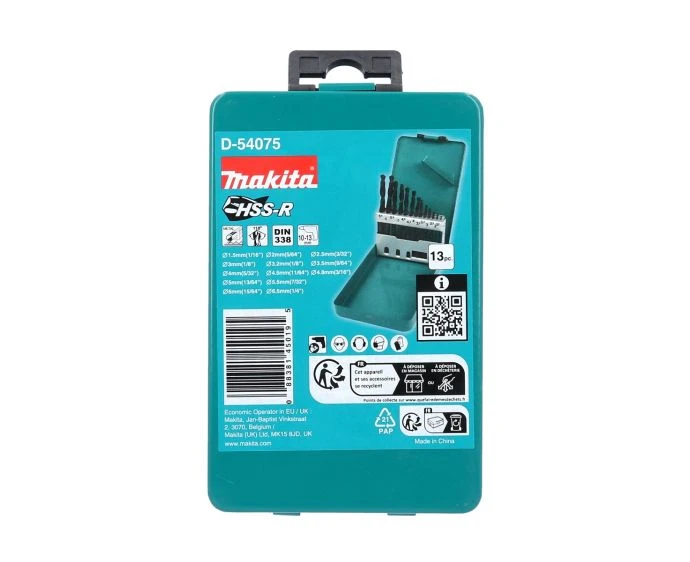 Makita D-54075 HSS-R Metal 13 Piece Drill Bit Set With Storage Case