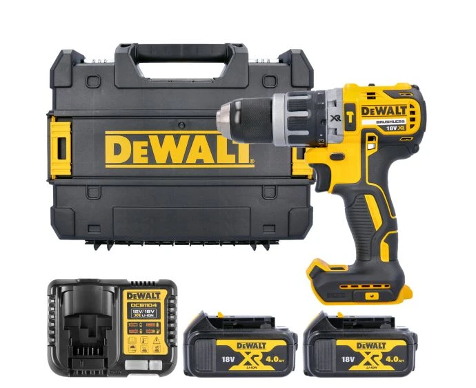 DeWalt DCD796N 18V XR Cordless Brushless Combi Drill with 2 x 4Ah Batteries, Charger & Carry Case