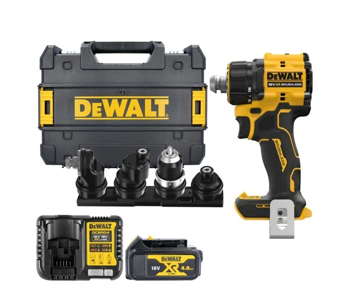 DeWalt DCD803M1T 18V XR Cordless Brushless Multi-Head Drill Driver with 1 x 4Ah Battery & Charger & Case