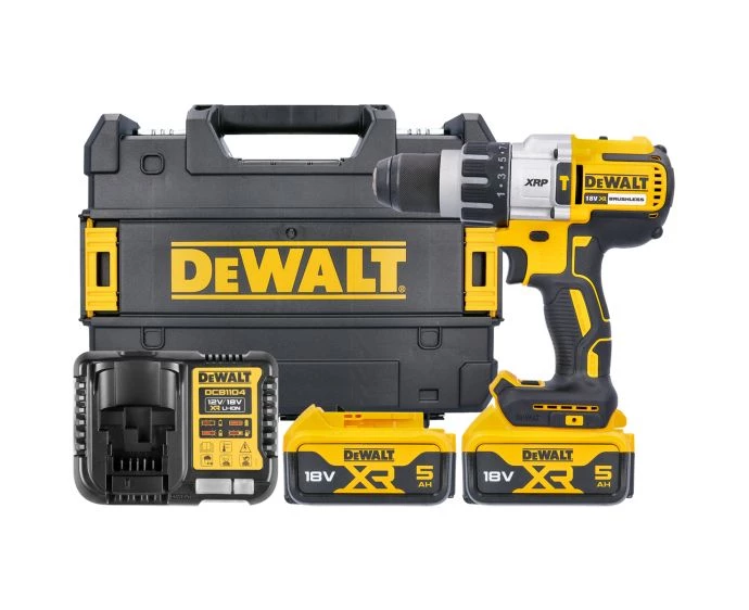 DeWalt DCD996P2 18V XRP Cordless Brushless 3 Speed Hammer Combi Drill With 2 x 5.0Ah Batteries, Charger & TSTAK Case