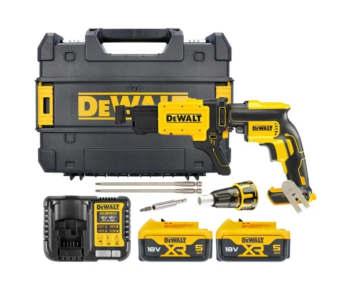 DeWalt DCF620P2K 18V XR Cordless Brushless Collated Drywall Screwdriver With 2 x 5Ah Batteries, Charger & TSTAK Case