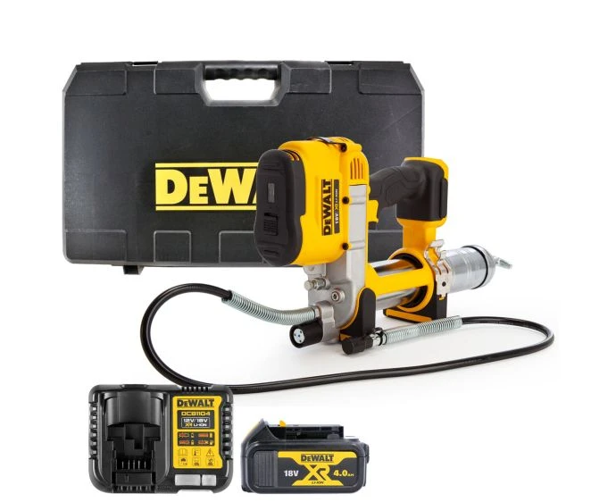 DeWalt DCGG571M1 18V XR Cordless Grease Gun With 1 x 4.0Ah Battery, Charger & Kitbox