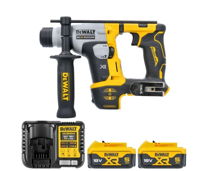 DeWalt DCH172 18V Ultra Compact Brushless SDS+ Rotary Hammer Drill With 2 x 5Ah Batteries & Charger