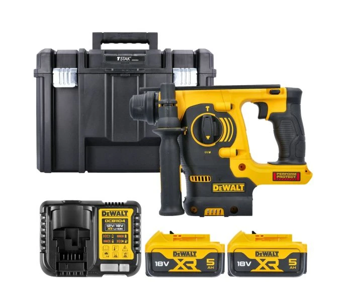 DeWalt DCH253 18V Cordless SDS Plus Rotary Hammer With 2 x 5.0Ah Batteries, Charger & Case