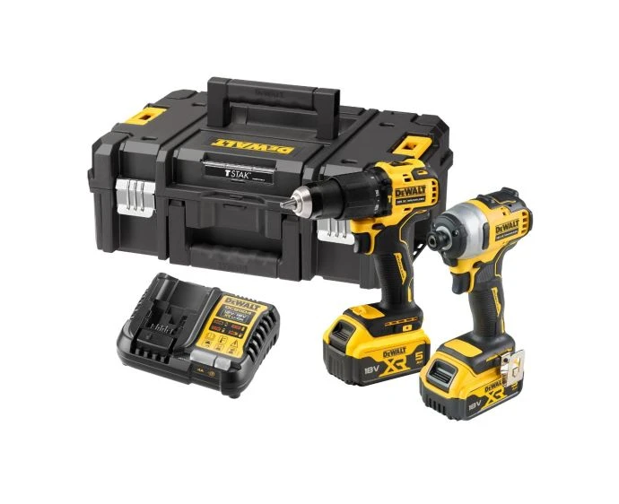 DeWalt DCK2062P2T Brushless 18v XR Combi Drill & Impact Driver Twin Pack With 2 x 5Ah Batteries, Charger & Case