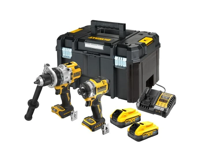 DeWalt DCK2200H2T-GB 18V XR Brushless Combi Drill & Impact Driver Twin Kit With 2x 5Ah Powerstack Batteries, Charger & Case