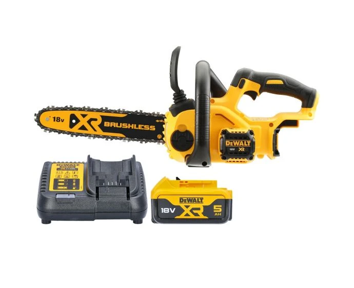 DeWalt DCM565P1 18V XR Cordless Brushless 30cm Compact Chainsaw With 1 x 5.0Ah Battery & Charger