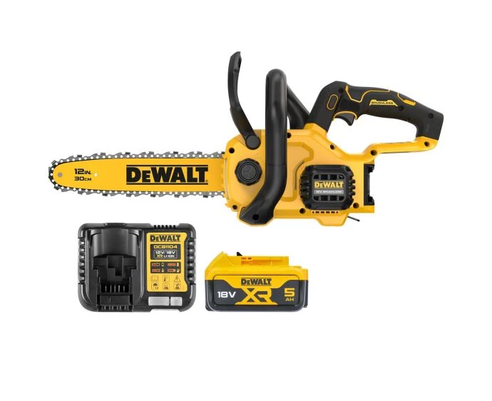Dewalt DCMCS565P1 18V XR Cordless Brushless 30cm Compact Chainsaw With 1 x 5Ah Battery & Charger