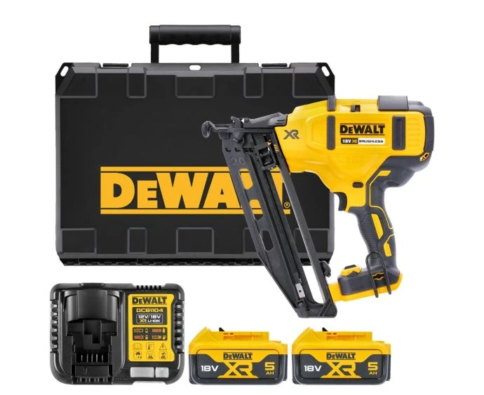 DeWalt DCN660P2 18V XR Cordless Brushless Second Fix Nailer With 2 x 5.0Ah Batteries, Charger & Case