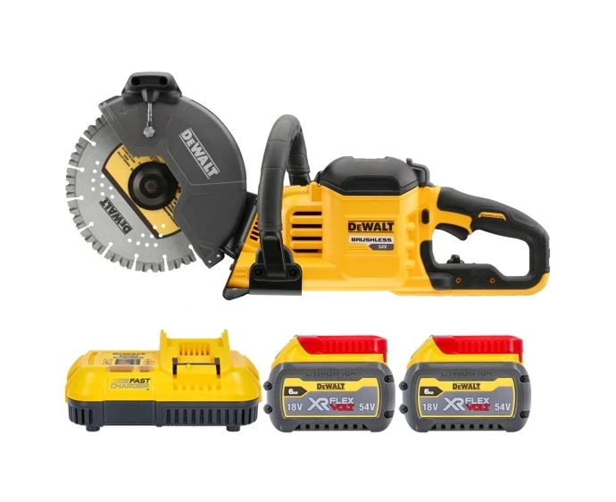 DeWalt DCS691 54V XR Cordless FLEXVOLT 230MM Cut Off Saw with 2 x 6Ah Batteries & Charger