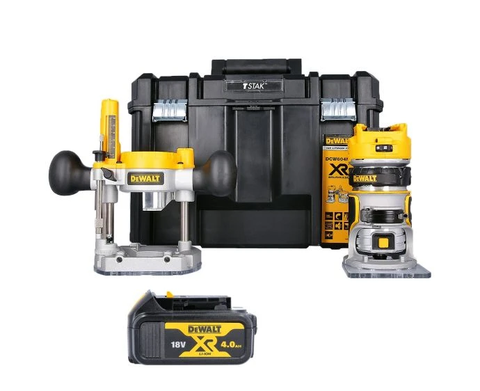 DeWalt DCW604 18V Brushless Router/Trimmer With Base, 1 x 4Ah Battery & Case