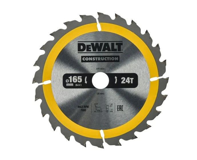 DeWalt DT1934-QZ 165mm x 20mm 24T Construction Saw Blade