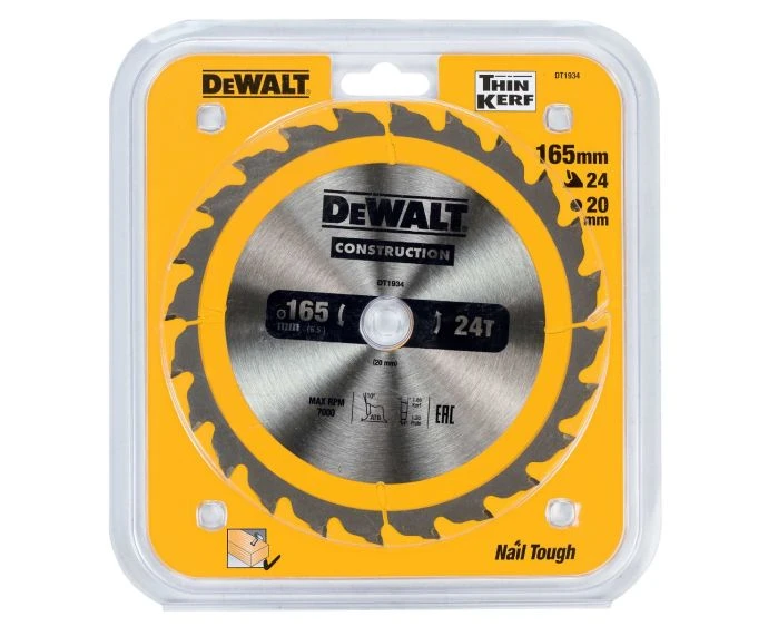 DeWalt DT1934-QZ 165mm x 20mm 24T Construction Saw Blade