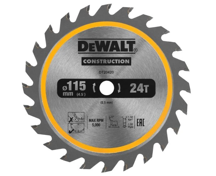 DeWalt DT20420-QZ 115 x 9.5mm x 24T TCT Construction Circular Saw Blade
