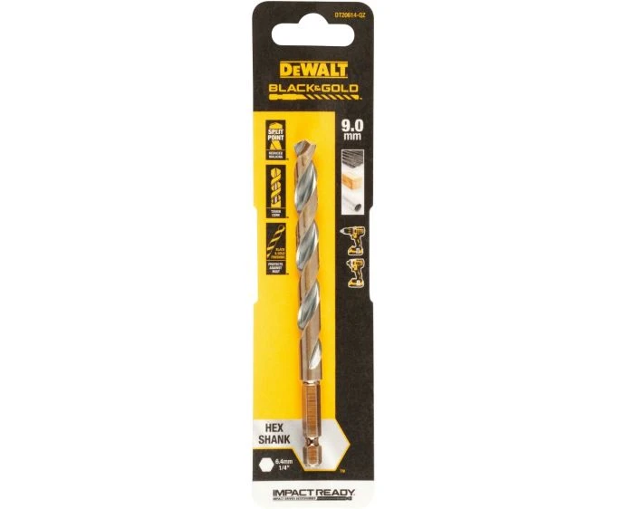 DeWalt DT20614 Black&Gold Hex Hss-G 9.0mm Drill Bit