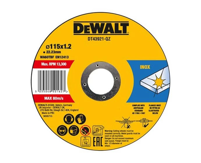 DeWalt DT43921-QZ 115 x 1.2mm Thin Cut Cutting Discs - 10 Pieces