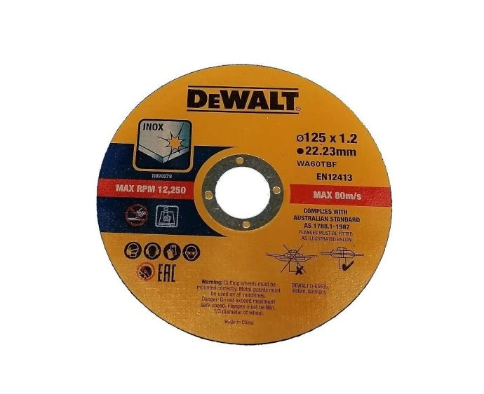 DeWalt DT43922-QZ INOX 125mm Thin Cut Metal Cutting Discs - 10 Pieces