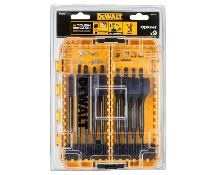 DeWalt DT70751-QZ 9 Piece Extreme Flat Wood Bit Set In Tough Case