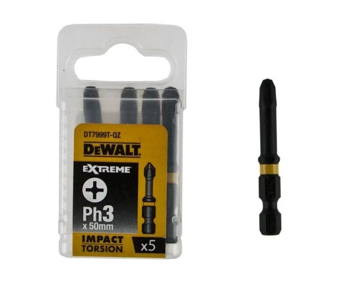 DeWalt DT7999T-QZ PH3 x 50mm Impact Torsion Driver Bits – 5 Pieces