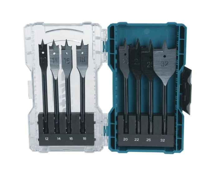 Makita E-08698 8 Pieces 1/4" Hex Shank Flat Wood Spade Bit Set
