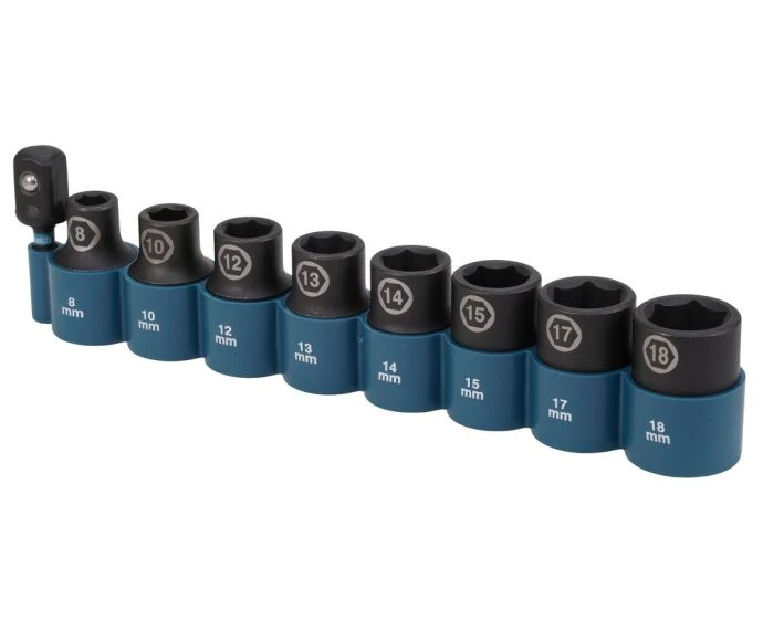 Makita E-16645 9 Piece 1/2'' Impact Socket Set With Hex Adapter