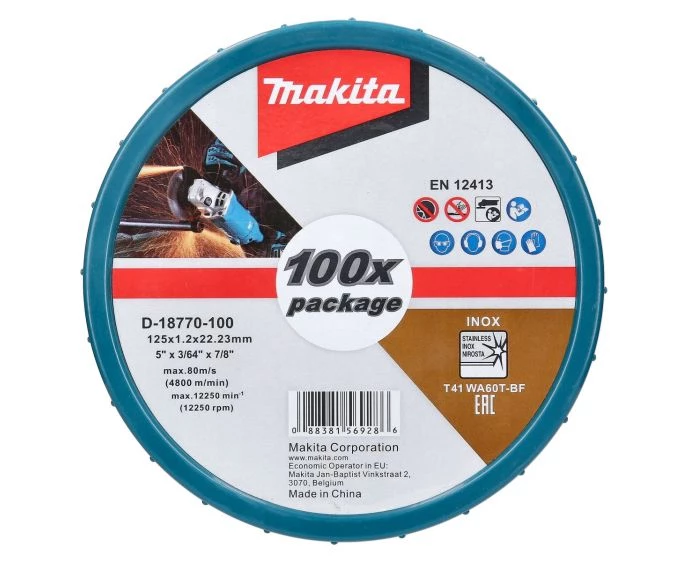 Makita D-18770 100 Piece 125mm x 1.2mm Thin Cutting Discs in Tub