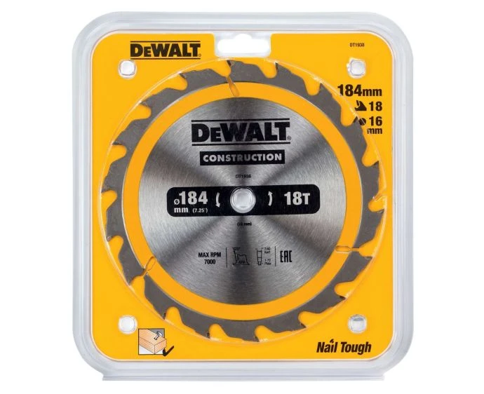 DeWalt DT1938-QZ Construction 184mm x 16mm 18T Circular Saw Blade