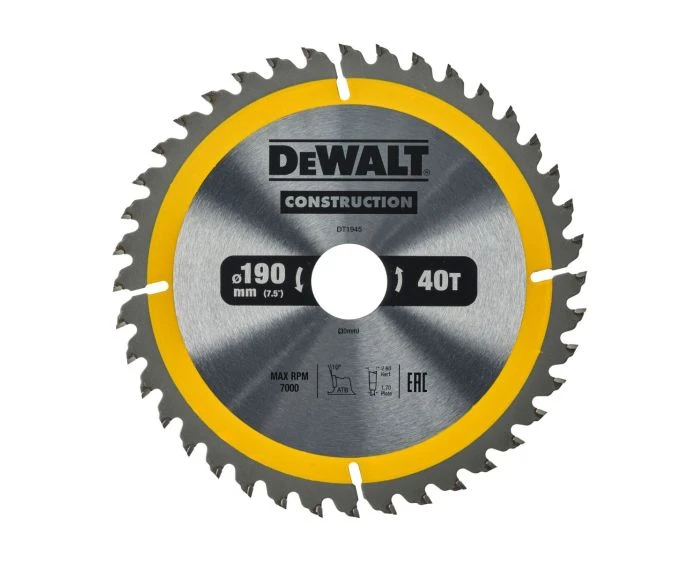 DeWalt DT1945-QZ Circular Saw Blade 190mm x 30mm 40T