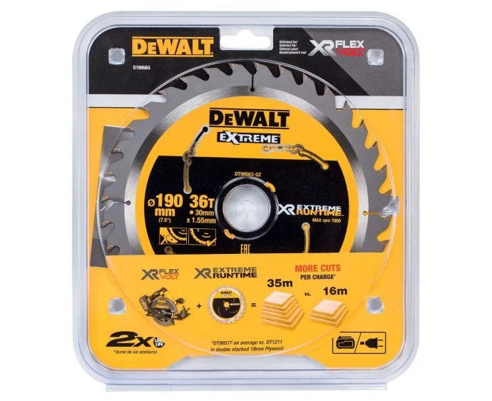 DeWalt DT99563-QZ XR Xtreme Runtime 190mm x 30mm x 36T Circular Saw Blade