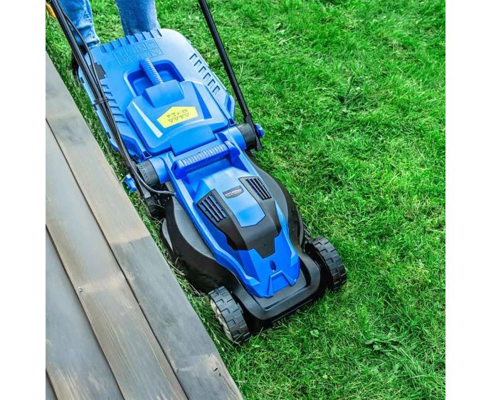 Hyundai HYM3313E 33cm 1300W Electric Lawn Mower,3 Heights & 30L Collection Bag 
