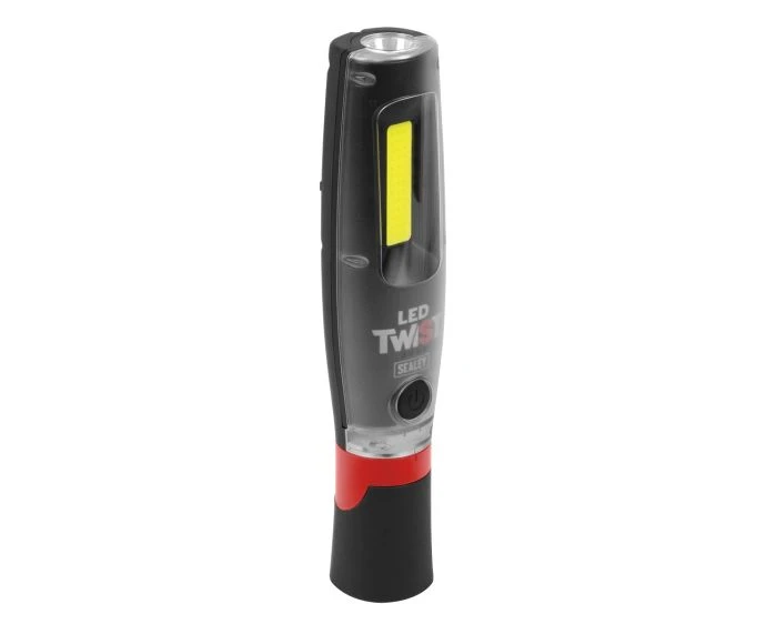 Sealey Rechargeable LED Twist Inspection Light 20W COB & 3W SMD, 3000lm, Magnetic Base & Power Bank | LED3001