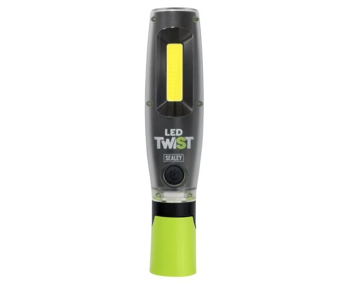 Sealey Rechargeable LED Twist Inspection Light 20W COB + 3W SMD, 3000lm, Magnetic Base & Power Bank | LED3001G