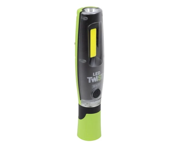 Sealey Rechargeable LED Twist Inspection Light 20W COB + 3W SMD, 3000lm, Magnetic Base & Power Bank | LED3001G