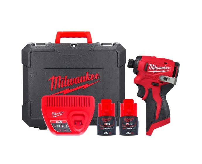 Milwaukee M12BLIDRC-202C M12 12V Cordless Brushless Compact Impact Driver With 2 x 2.0Ah Batteries, Charger and Case