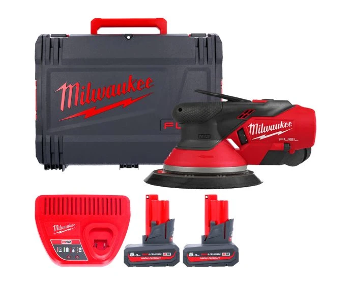 Milwaukee M12FROS2.5-502X M12 FUEL 150mm Random Orbital Sander 2.5mm With 2 x 5.0Ah High output Batteries, Charger & Case