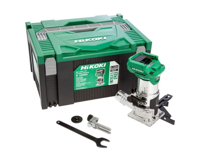 HiKOKI M1808DAJ2Z 18v Cordless Brushless 1/4" Router Trimmer With Carry Case