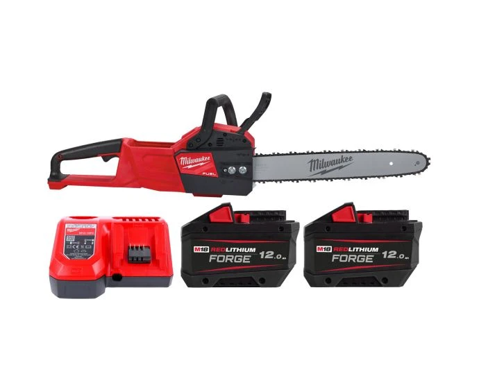 Milwaukee M18FCHS-122 18V Cordless FUEL 35cm Bar Chainsaw With 2 x 12.0Ah Batteries & Charger