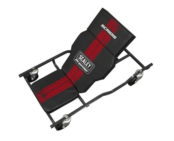 Sealey Steel Creeper with 4 Rough Ground 5" Wheels & Adjustable Back/Headrest | SCR101S