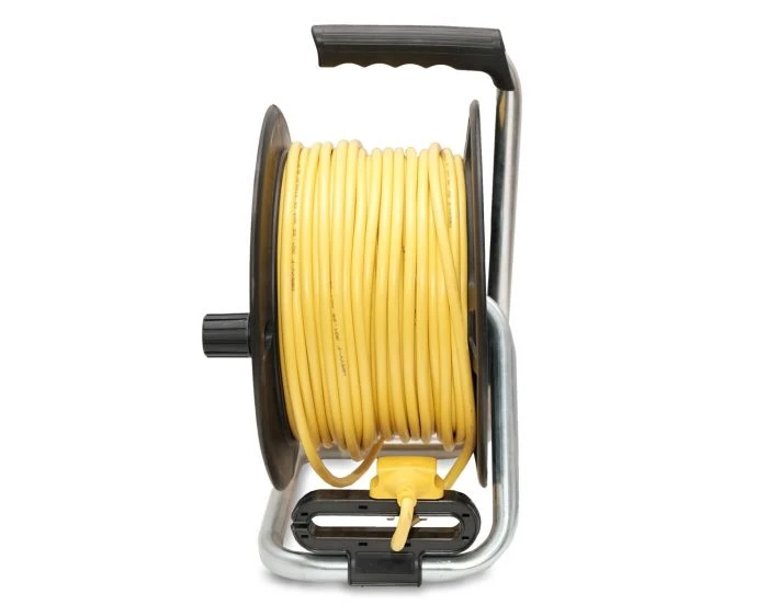 Stanley 240V 13A Open Drum 50m Cable Reel 4-Socket with 2 USB