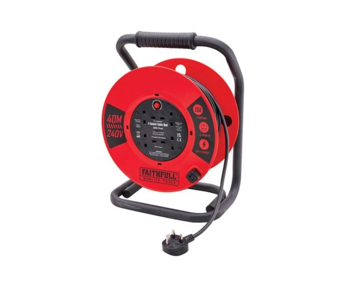 Faithfull XMS25CR40M 40m 13A Heavy Duty Cable Reel
